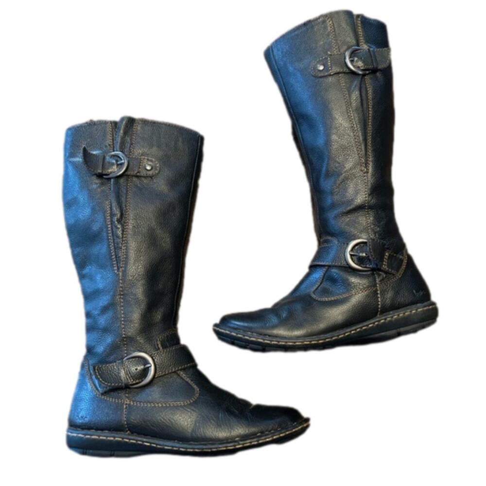 boc Black Leather Buckle Boots